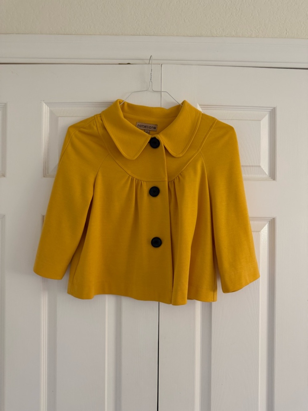 Notations Mustard Yellow Cropped Silhouette Pea-Coat Jacket
